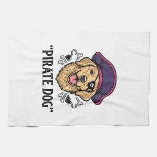 Pirate Dog Vintage Gravure Shirt Ontwerp_1 Theedoek
