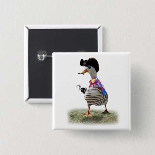 Pirate Duck Vierkante Button 5,1 Cm (Voorkant /achterkant)