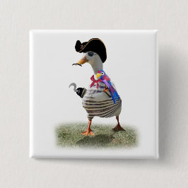 Pirate Duck Vierkante Button 5,1 Cm