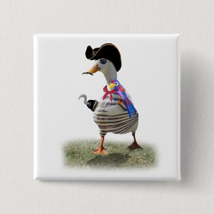 Pirate Duck Vierkante Button 5,1 Cm