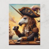 Pirate eenhoorn encaustic kunst met een koffie briefkaart (Voorkant)