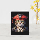 Pirate en Cat De Feline Buccaneer Kaart (Gele Bloem)