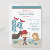 Pirate en Mermaid Invitation Kaart (Voorkant)