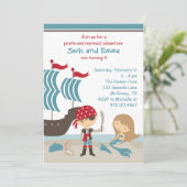 Pirate en Mermaid Invitation Kaart (Staand voorkant)