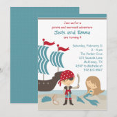 Pirate en Mermaid Invitation Kaart (Voorkant / Achterkant)