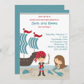 Pirate en Mermaid Invitation Kaart (Voorkant / Achterkant)
