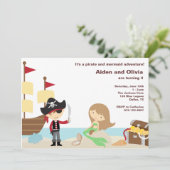 PIrate en mermaid-uitnodigingen Kaart (Staand voorkant)