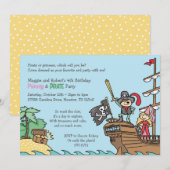 Pirate en Prinses Party Treasure Twins Royal Fun Kaart (Voorkant / Achterkant)
