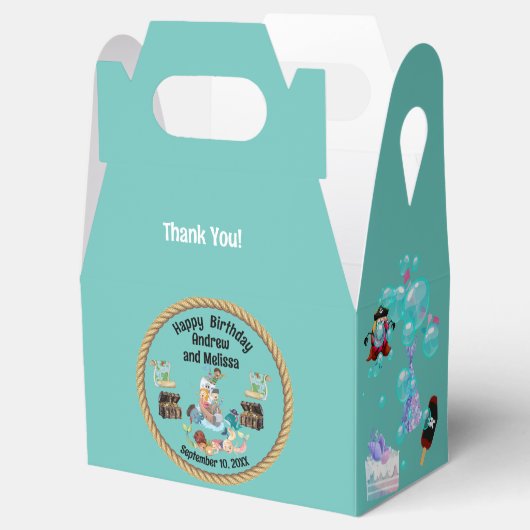 Pirate en Zeemeermin Verjaardag voor Kinderen Bedankdoosjes (Geopend)