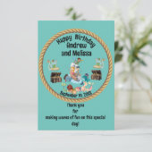 Pirate en Zeemeermin Verjaardag voor Kinderen Bedankkaart (Staand voorkant)