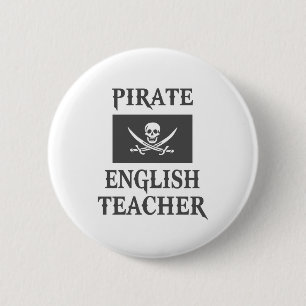 Pirate Engels leraar Ronde Button 5,7 Cm