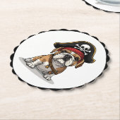 Pirate English Bulldog Skull Crossbones Kartonnen Onderzetters (Gekanteld)