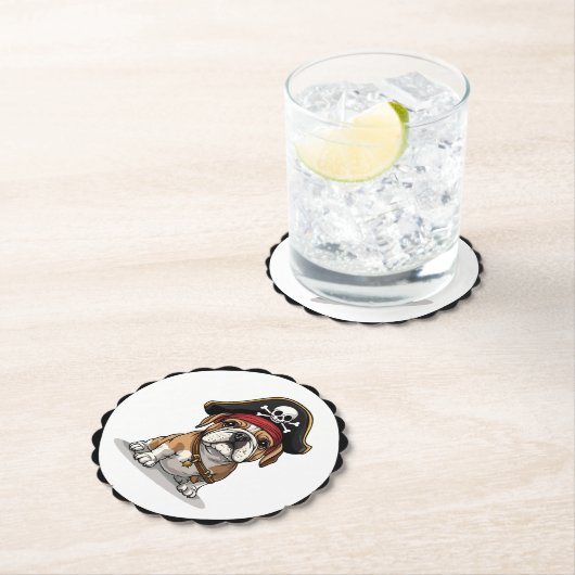 Pirate English Bulldog Skull Crossbones Kartonnen Onderzetters (Insitu)