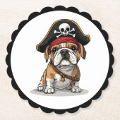 Pirate English Bulldog Skull Crossbones Kartonnen Onderzetters (Voorkant)