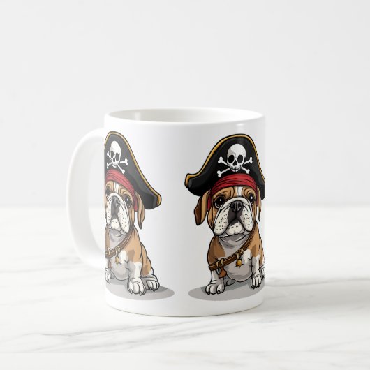 Pirate English Bulldog Skull Crossbones Koffiemok (Voorkant links)