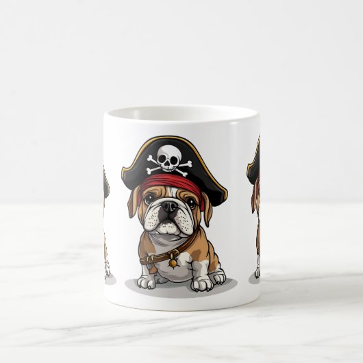 Pirate English Bulldog Skull Crossbones Koffiemok (Center)