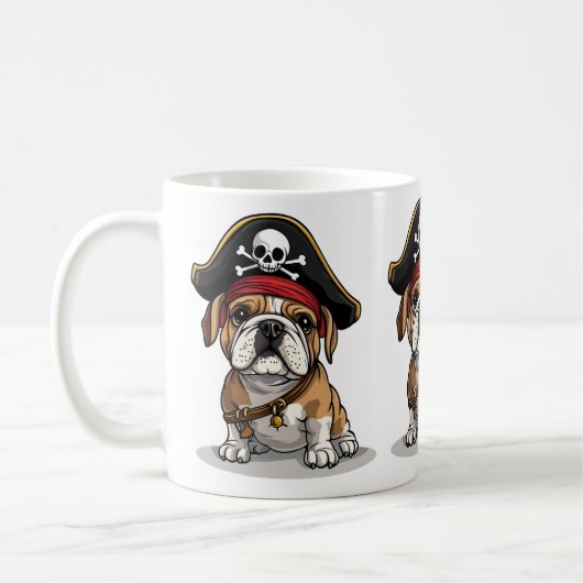 Pirate English Bulldog Skull Crossbones Koffiemok (Links)