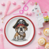 Pirate English Bulldog Skull Crossbones Papieren Bordje (Feest)