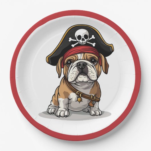 Pirate English Bulldog Skull Crossbones Papieren Bordje (Voorkant)