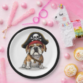 Pirate English Bulldog Skull Crossbones Papieren Bordje (Feest)