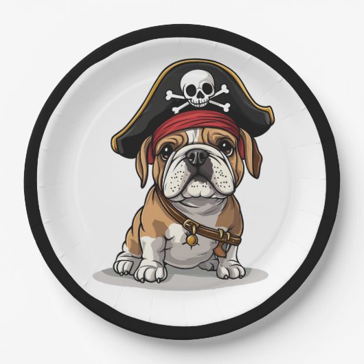 Pirate English Bulldog Skull Crossbones Papieren Bordje (Voorkant)