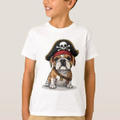Pirate English Bulldog Skull Crossbones T-shirt (Voorkant)