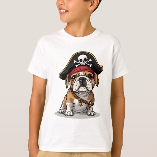 Pirate English Bulldog Skull Crossbones T-shirt (Voorkant)