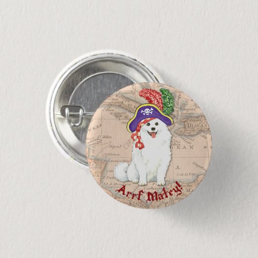 Pirate Eskie Pinback Button (Voorkant /achterkant)