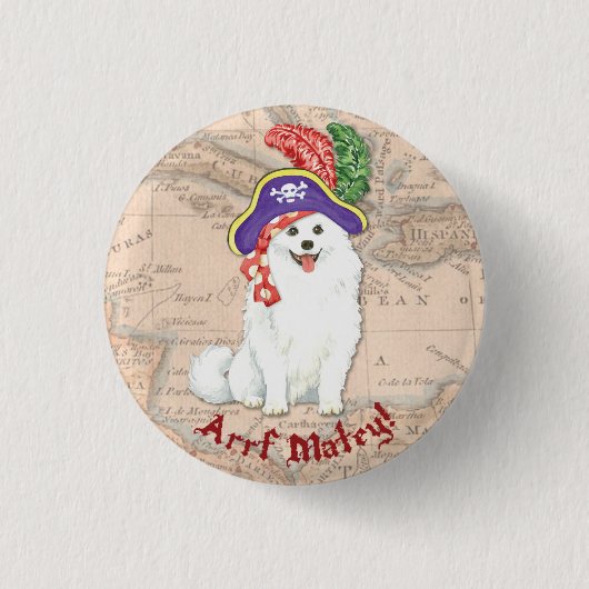 Pirate Eskie Pinback Button (Voorkant)