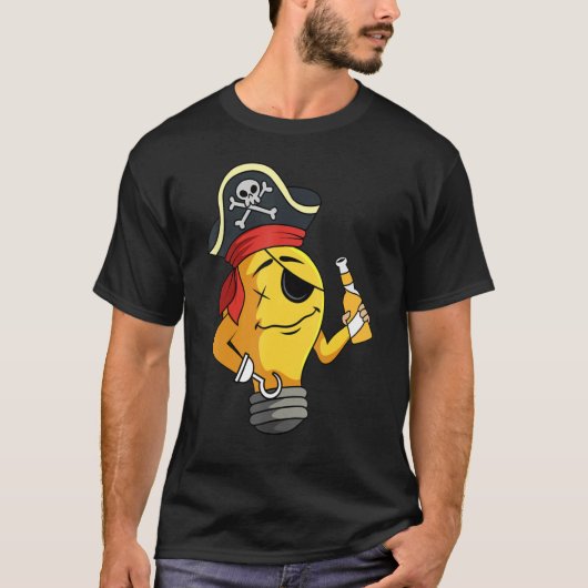 Pirate Eye Patch Light Bulb Zee Sailor Crew Ship T T-shirt (Voorkant)