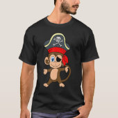 Pirate Eye Patch Monkey Zee Sailor Crew Ship Treas T-shirt (Voorkant)