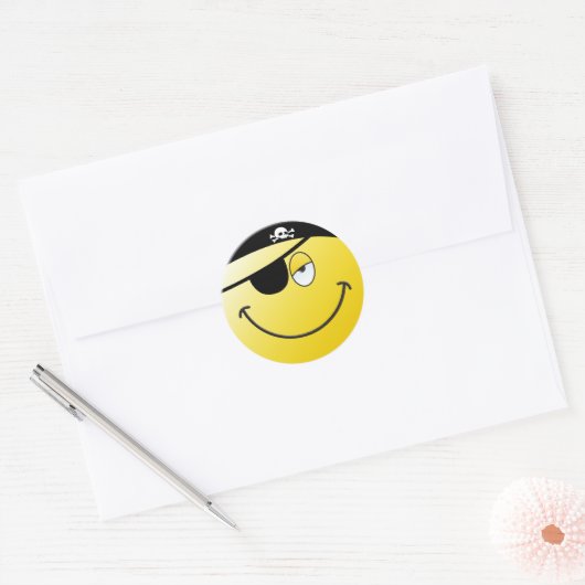 Pirate Face Ronde Sticker (Envelop)