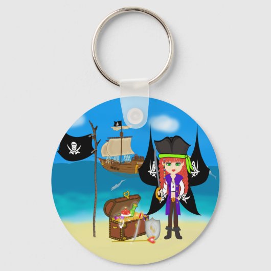 Pirate Faery met Ship and Treasure Sleutelhanger (Voorkant)