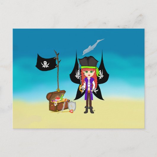 Pirate Faery met Treasure Briefkaart (Voorkant)