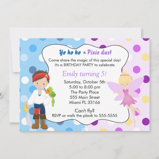 Pirate Fairy Birthday Invitation Kaart (Voorkant)