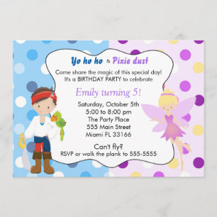 Pirate Fairy Birthday Invitation Kaart