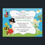 Pirate Fairy Pixie Kids Birthday Party Kaart<br><div class="desc">Druk uw gasten met deze mooie fee- en piratenkaart. Pas het met uw details voor om het even welke gebeurtenis aan.</div>