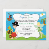 Pirate Fairy Pixie Kids Verjaardagsfeestje Kaart (Voorkant / Achterkant)