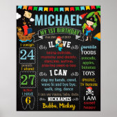 Pirate First Birthday chalkboard-teken Poster (Voorkant)