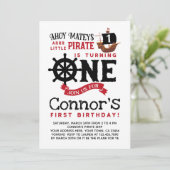 Pirate First Birthday Invitation Kaart (Staand voorkant)