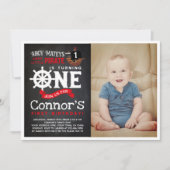 Pirate First Birthday Uitnodiging met Foto (Voorkant)