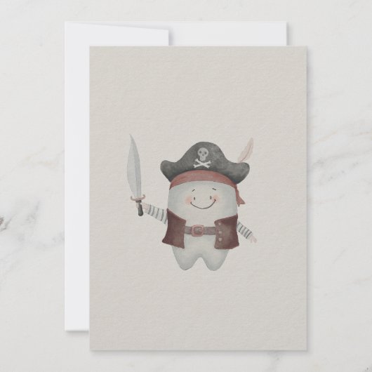 Pirate First Tooth Party Invitation Kaart (Achterkant)