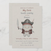 Pirate First Tooth Party Invitation Kaart (Voorkant / Achterkant)