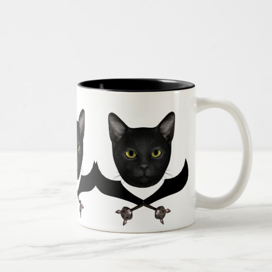 Pirate Flag Cat Tweekleurige Koffiemok (Rechts)