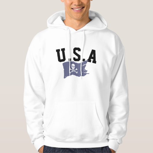 Pirate Flag Hoodie - Distressed USA Print (Voorkant)