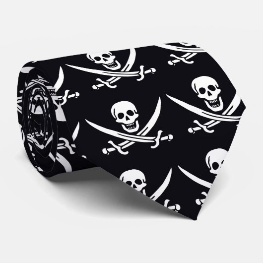 Pirate Flag Jack Rackham - Calico Jack Stropdas (Opgerold)