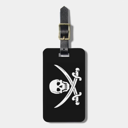 Pirate Flag Jolly Roger Baggage Label Bagagelabel (Voorkant verticaal)