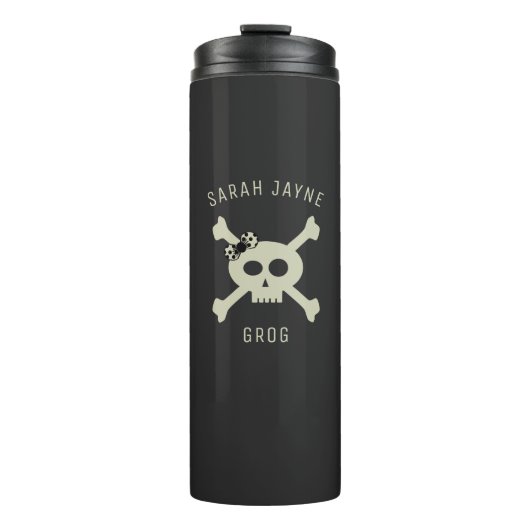 Pirate Flag Naam Zwart Thermische Tumbler Thermosbeker (Voorkant)