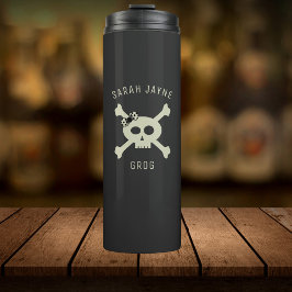 Pirate Flag Naam Zwart Thermische Tumbler Thermosbeker