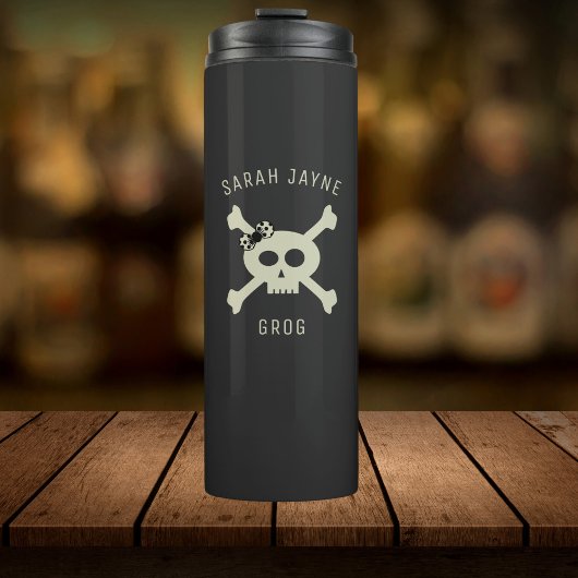 Pirate Flag Naam Zwart Thermische Tumbler Thermosbeker